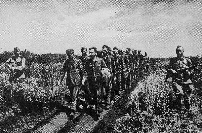 Пленные курск фото Август 1943 года. Колонна пленных немцев под Курском.