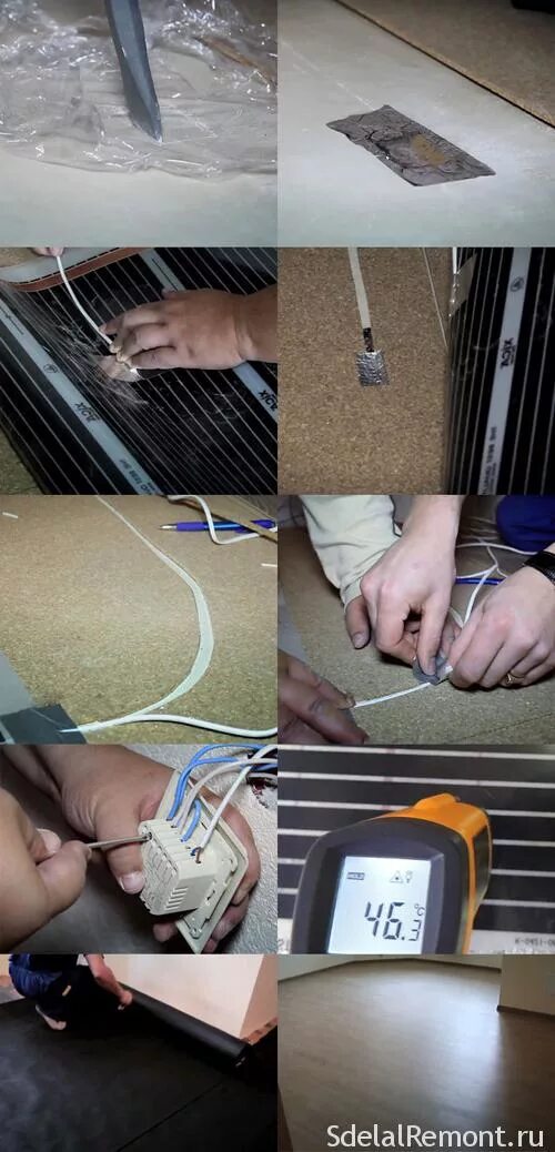 Пленочный пол подключение проводов Как выбрать теплый пленочный пол и произвести его монтаж своими руками