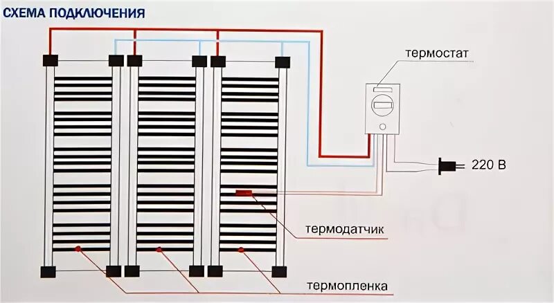 Пленочный пол схема подключения Монтаж инфракрасных теплых пленочных полов
