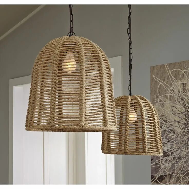 Плетеная люстра в интерьере Customer Image Zoomed Rope pendant light, Pendant light, Classic pendant lightin