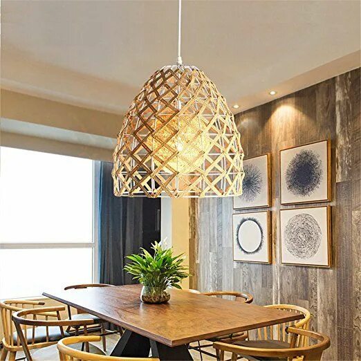 Плетеная люстра в интерьере Industrial Pendant Light Modern simple rattan chandelier lamp single head garden