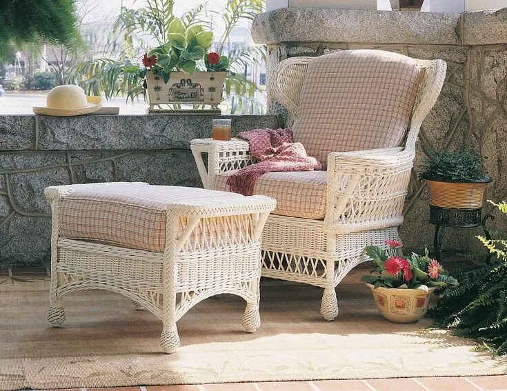 Плетеная мебель интерьер Concord Arm Chair by Designer Wicker from Tribor White wicker patio furniture, V