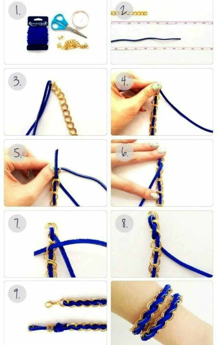 Плетение браслетов для начинающих фото схемы Pin de Fatima 89313 en diy Pulseras de cadena, Pulseras de joyería, Bisuteria pu