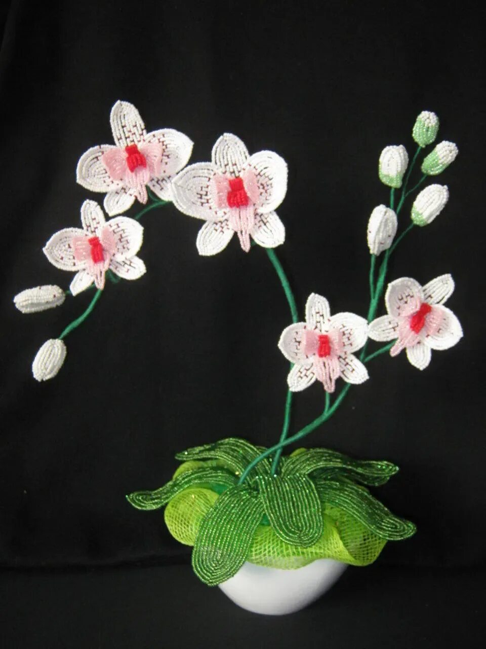 Плетение из бисера орхидеи фото Орхидея из бисера своими руками - найдено 81 фото