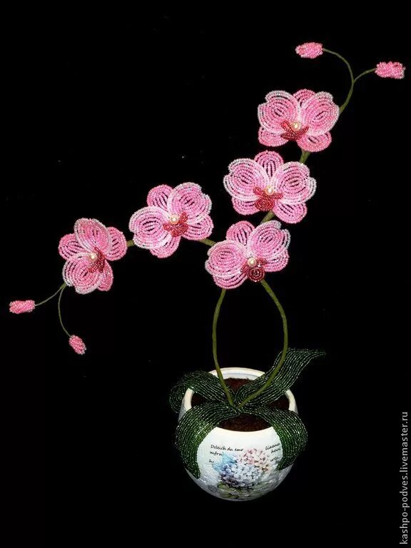 Плетение из бисера орхидеи фото Орхидея из бисера в интернет-магазине на Ярмарке Мастеров Композиции, Великий Но