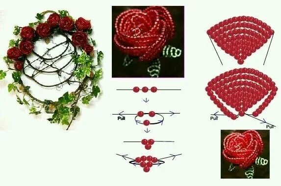 Плетение из бисера розу схемы фото Pin on más collares Beaded flowers patterns, Beaded flowers, Beaded jewelry patt