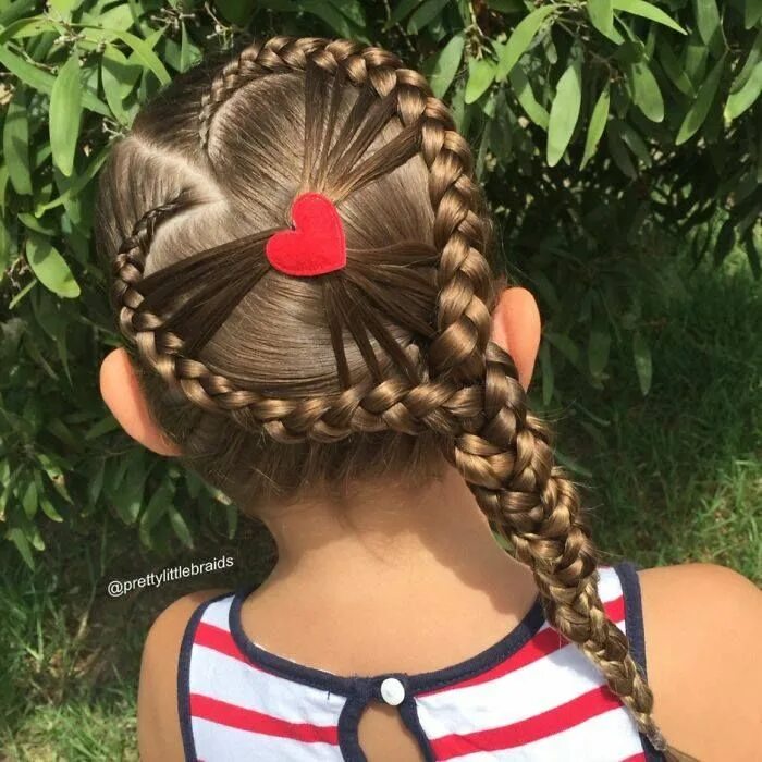Плетение кос прически для девочки Heart Braids Hair styles, Easy hairstyles for long hair, Kids hairstyles