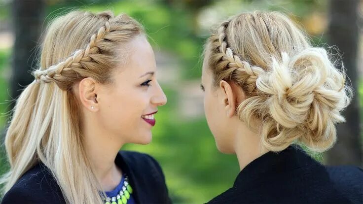 Плетение косичек на средние волосы фото Braided prom updo + Half up half down hairstyle tutorial Braided hairstyles updo