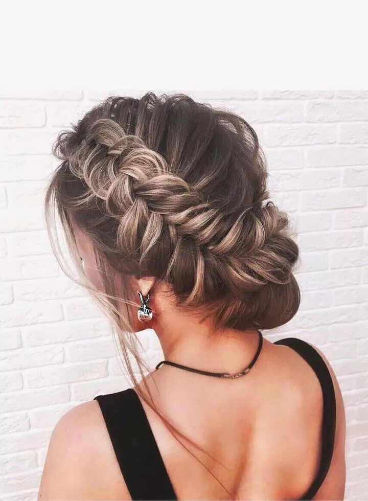 Плетение косичек на средние волосы фото Beautiful crown braid with updo wedding hairstyle inspiration Elegant wedding ha