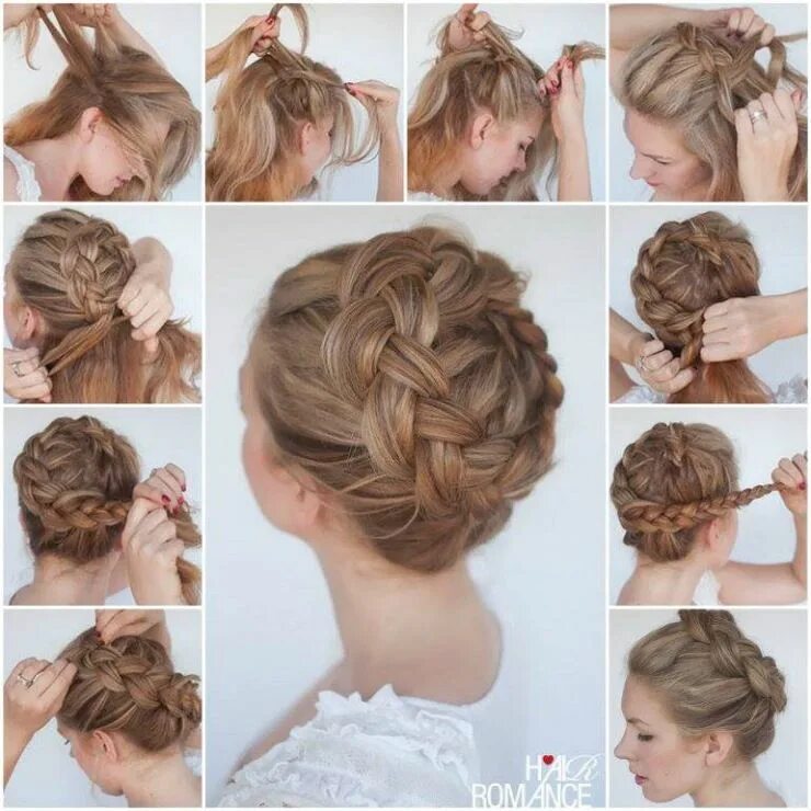 Плетение на средние волосы фото пошагово Gallery.ru / Фото #152 - 13 - Lin4ik Braided crown hairstyles, Crown hairstyles,