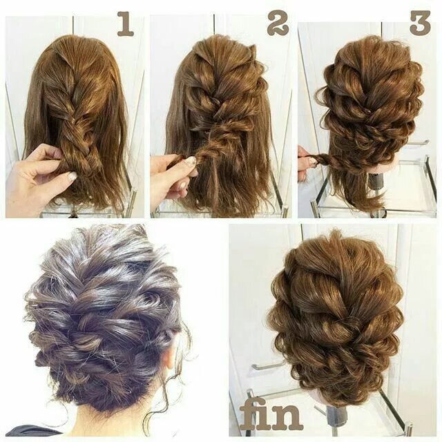 Плетение на средние волосы фото пошагово Pin by Lisette Perez on Прически Curly hair styles, Up hairstyles, Hair styles