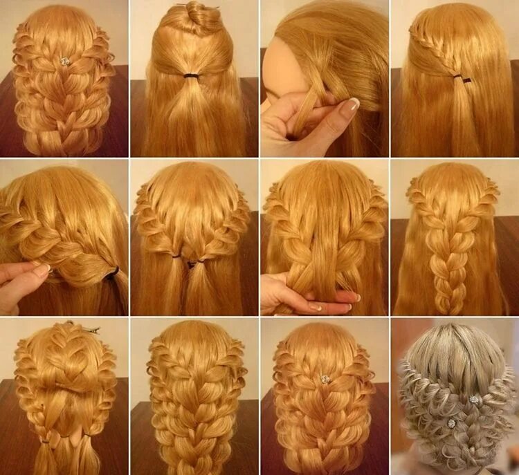 Плетение на средние волосы фото пошагово Gorgeous Overlapping Braids Hairstyle for Brides Long hair styles, Braided haird