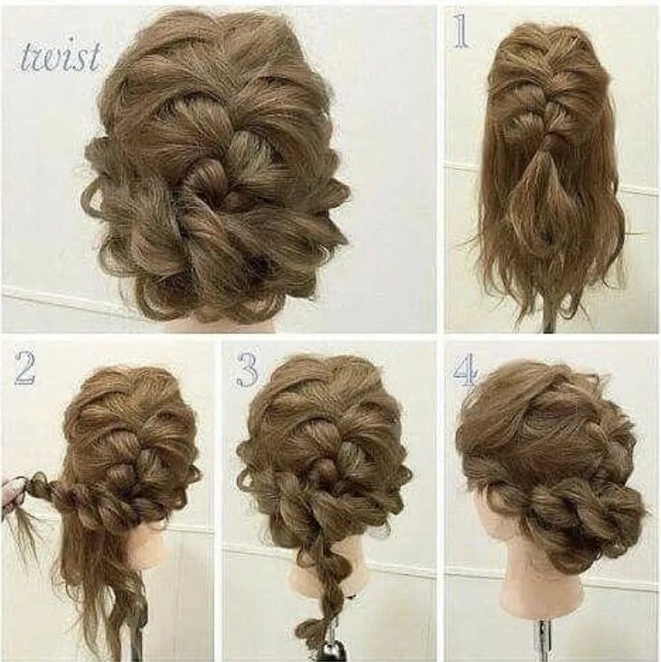 Плетение на средние волосы фото пошагово Pin by Erin Silver on Hair Braids for short hair, Short hair styles, Prom hairst