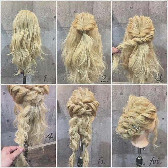 Плетение на средние волосы фото пошагово @mazotcu1 Linktree Hair designs, Up hairstyles, Hair tutorial