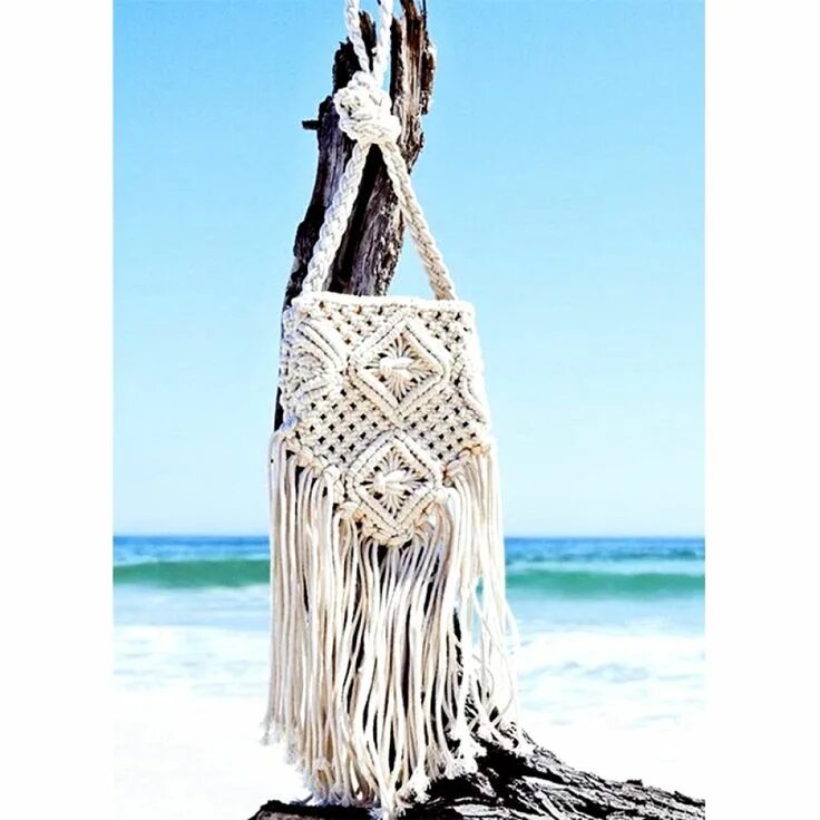 Плетение сумок в стиле макраме Handmade Macrame Fringed Handbag Tassel bag, Fringe handbags, Crochet bag
