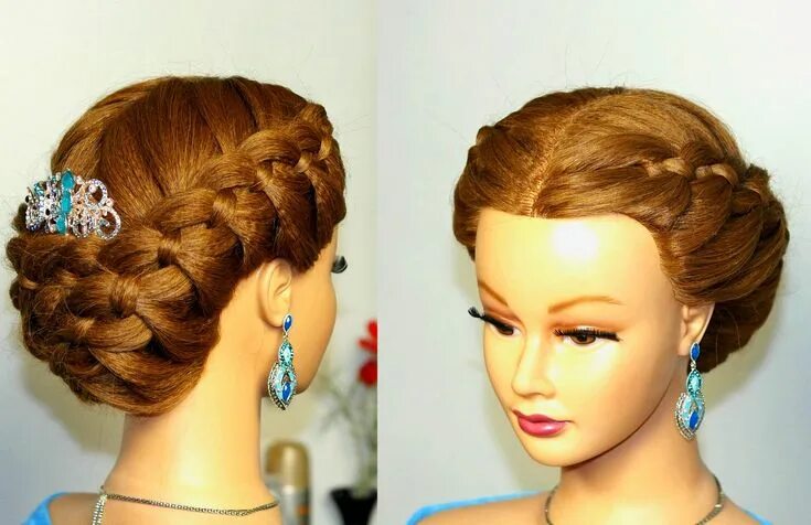 Плетеные прически на длинные волосы Braided updo, hairstyles for medium long hair. Плетение косичек. Прическа на дли