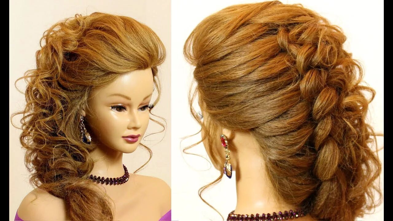 Плетеные прически на длинные волосы Bridal hairstyle for long hair tutorial with braid - YouTube