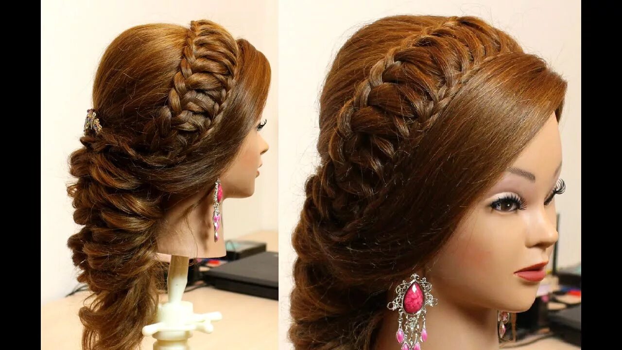 Плетеные прически на длинные волосы Bridal hairstyle for long hair tutorial - YouTube