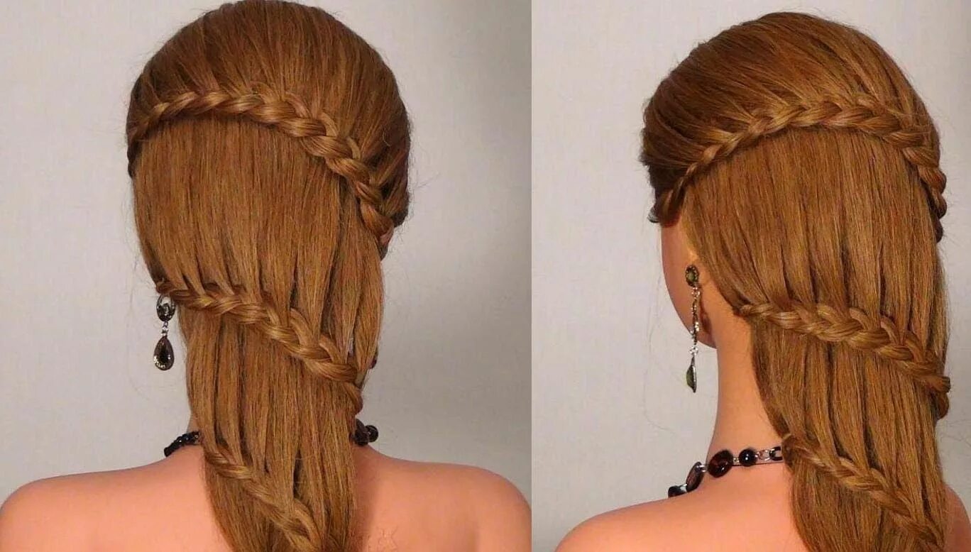 Плетеные прически на длинные волосы Прическа с плетением на каждый день! Braided hairstyle for long hair! Укладка дл