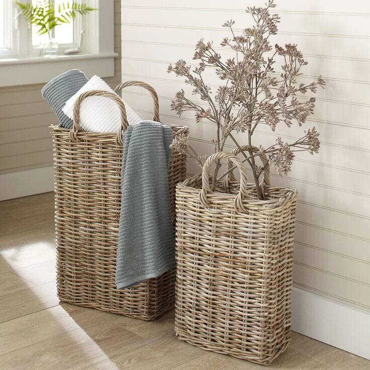 Плетеный декор для дома Tall Wicker Storage Basket Плетение, Корзина для белья, Корзина для газет
