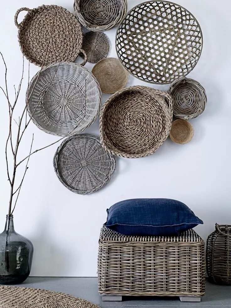 Плетеный декор для дома Baskets and pouf from Bloomingville. www.bloomingville.com Decor, Home decor, Ba