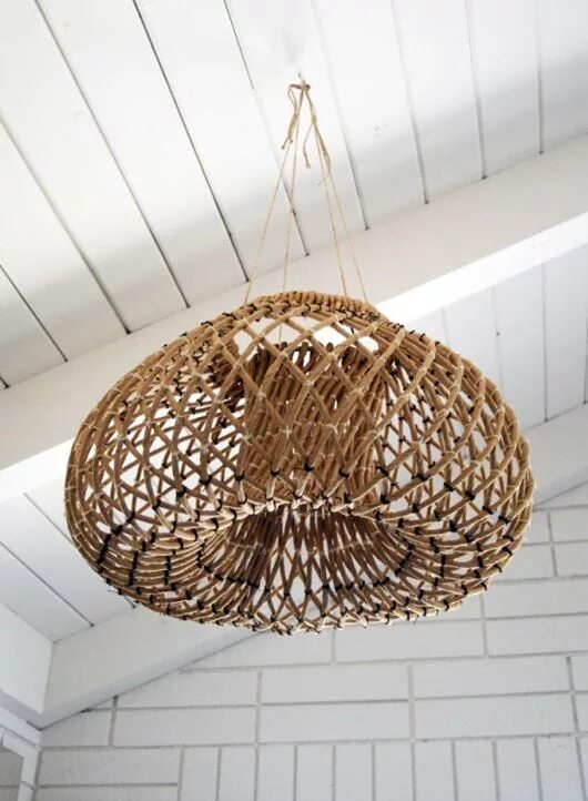 Плетеный светильник своими руками west coast craft. Lighting Lamp shades, White ceiling, Decor