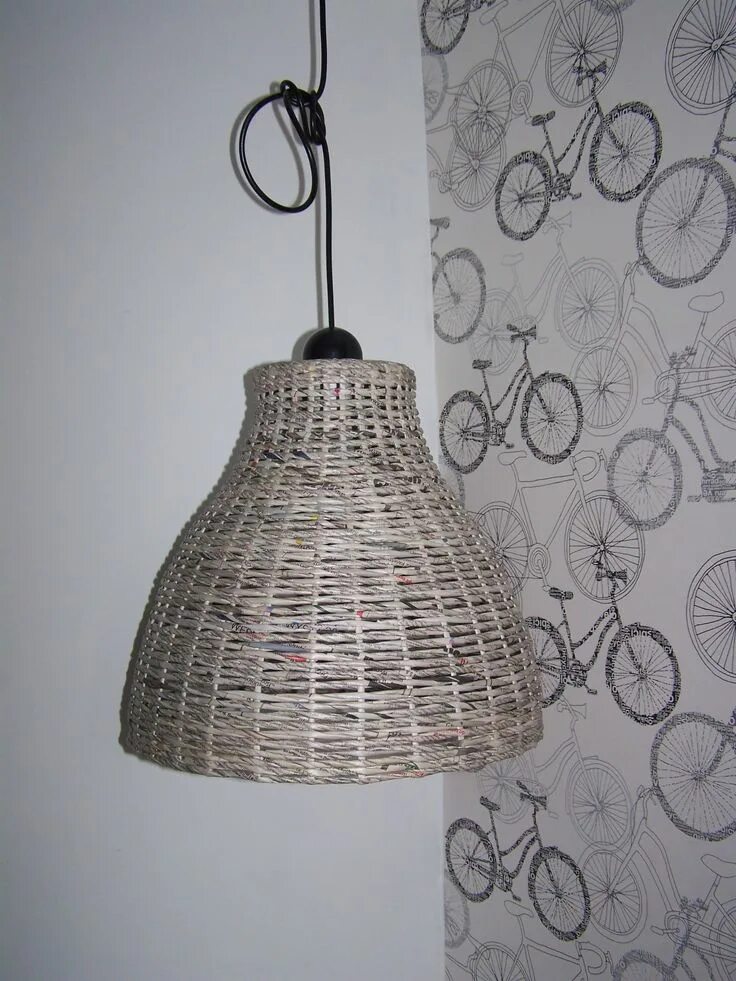 Плетеный светильник своими руками lampa papierowa wiklina eko handmade Абажур, Плетение, Люстра своими руками