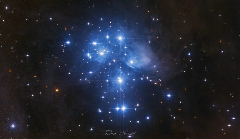 Плеяды звездное скопление на небе фото Pleiades Star Cluster - M45 The Pleiades also known as the. Flickr