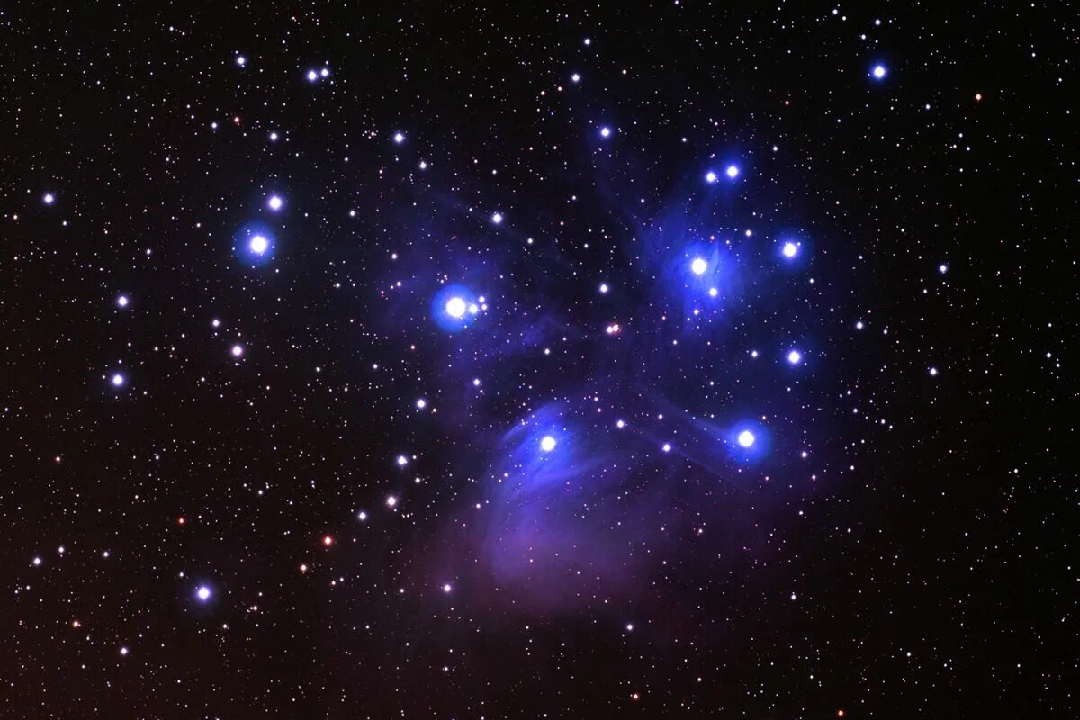 Плеяды звездное скопление на небе фото M45 - Pleides Nebulosity Astronomy, Star cluster, Andromeda galaxy