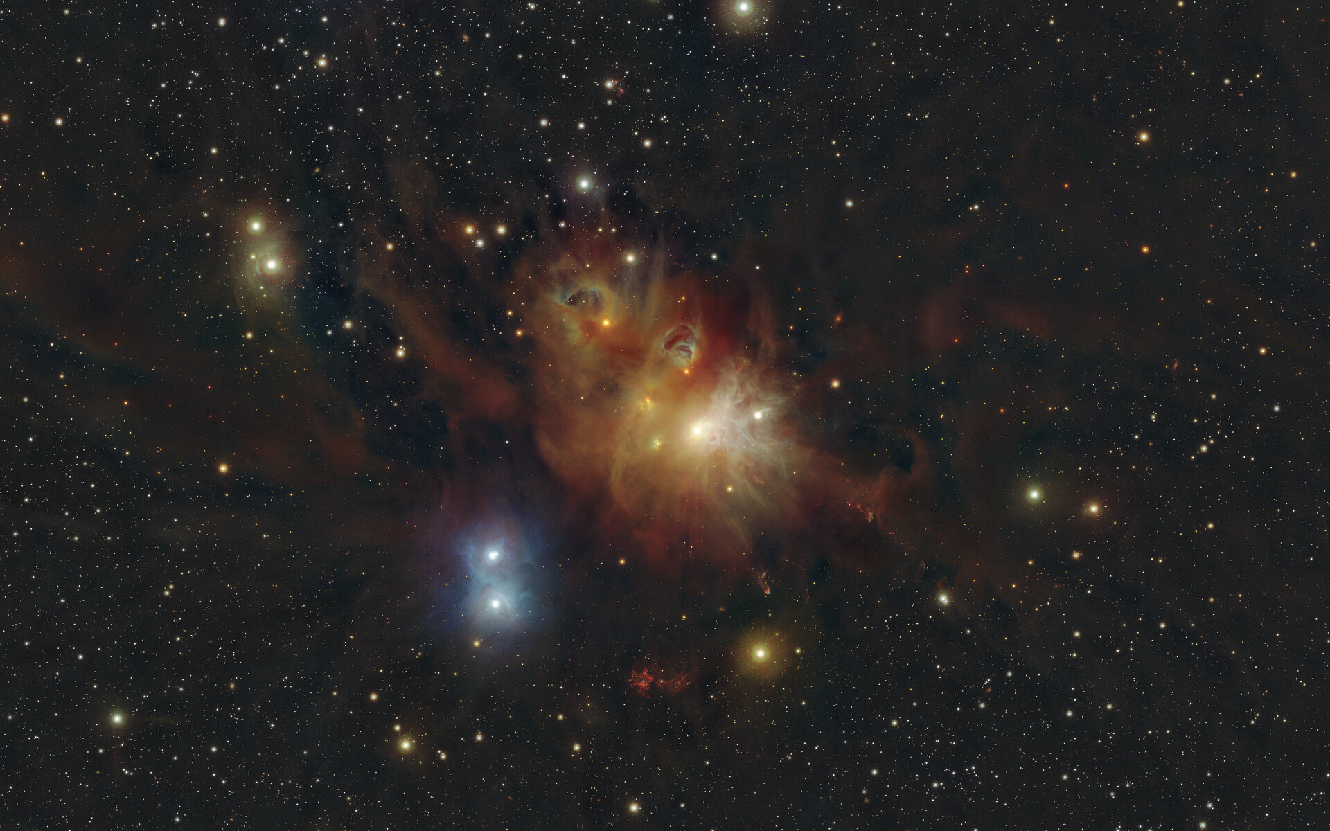 Плеяды звездное скопление на небе фото An infrared view of the region around the Coronet star cluster ESO Danmark