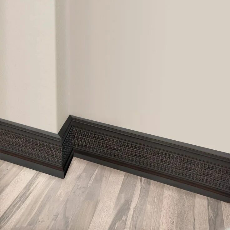 Плинтус серого цвета в интерьере 60 ft. Textured Baseboards Polystyrene Base Moulding #60106 Baseboards, Dark tri