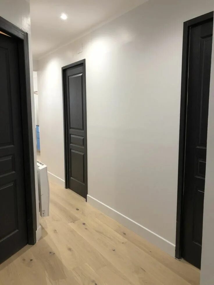 Плинтуса и двери фото porte-noir-couloir Peinture de portes intérieures, Portes intérieures noires, Ar