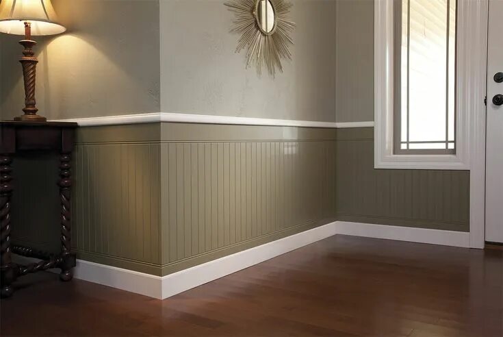 Плинтуса настенные декоративные с обоями в интерьере Wooden wall panels half diverting creative paneling fresh Paneling makeover, Woo
