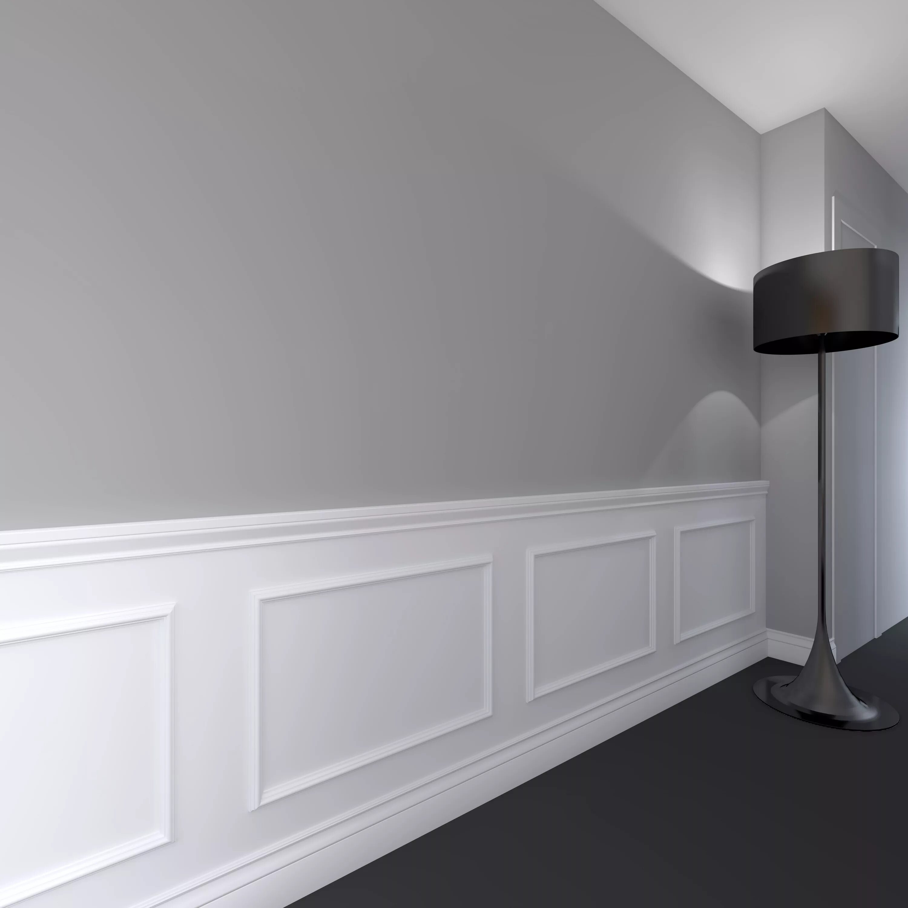 Плинтуса настенные декоративные с обоями в интерьере Pannello laccato con cornice superiore e battiscopa negozio online mybricoshop.c