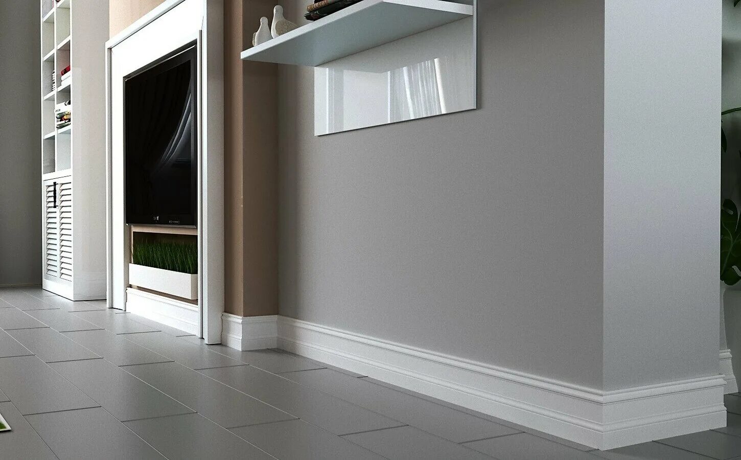 Плинтуса в цвет стен в интерьере фото Плинтус Evrowood МДФ PN 141