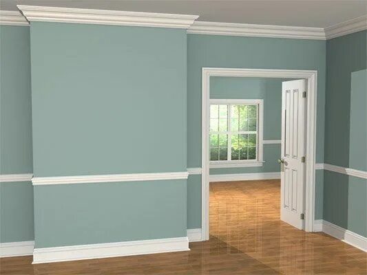 Плинтуса в цвет стен в интерьере фото Crown moulding, chair rail Colonial style homes, Interior paint, Interior paint 