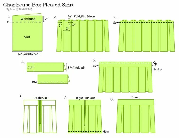 Плиссированная юбка выкройка Chartreuse Pleated Skirt Sewing Tutorial Skirt patterns sewing, Knife pleated sk
