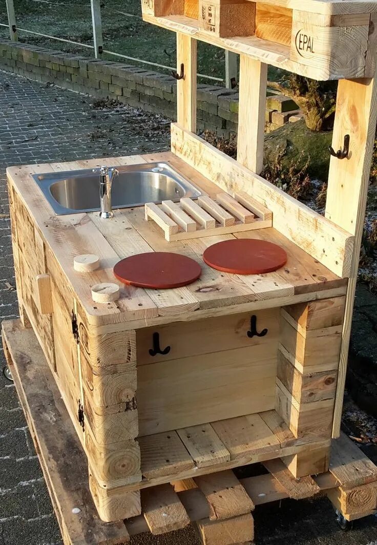 Плита на даче своими руками Matschküche aus Paletten mit Schlauchanschluß - Etsy Küche aus paletten, Kochen 