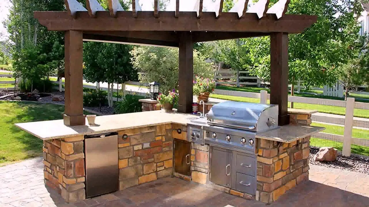 Плита на даче своими руками Brick Patio Bar Designs - YouTube