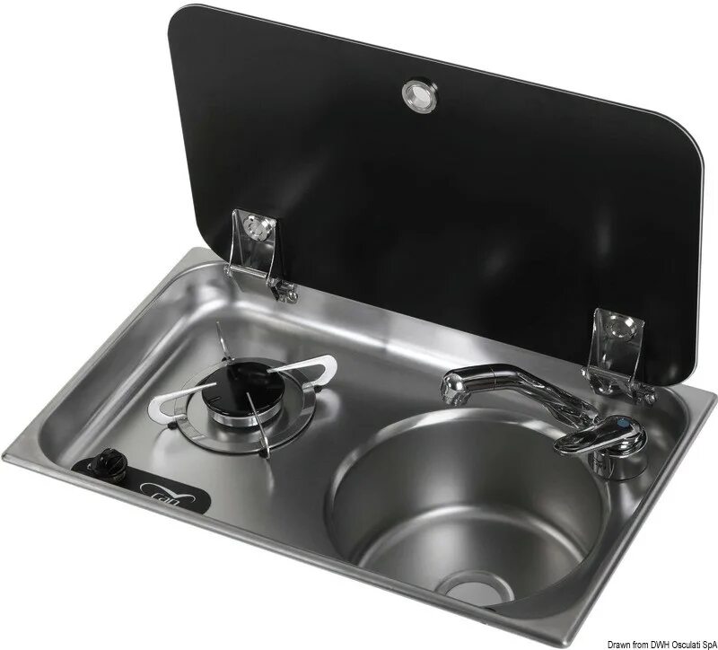 Плита с мойкой фото Deusch cooktop w/tinted tempered glass cover, 50.805.01 7ft.ru
