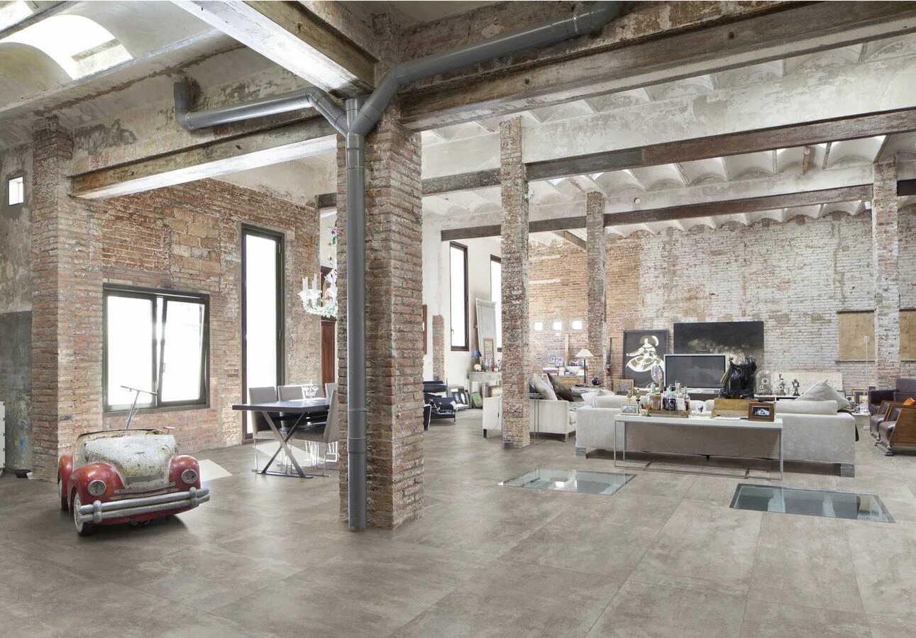 Плита в стиле лофт Concrete effect tiles. Color: grey. 23.62" x 23.62" Déco loft industriel, Décora