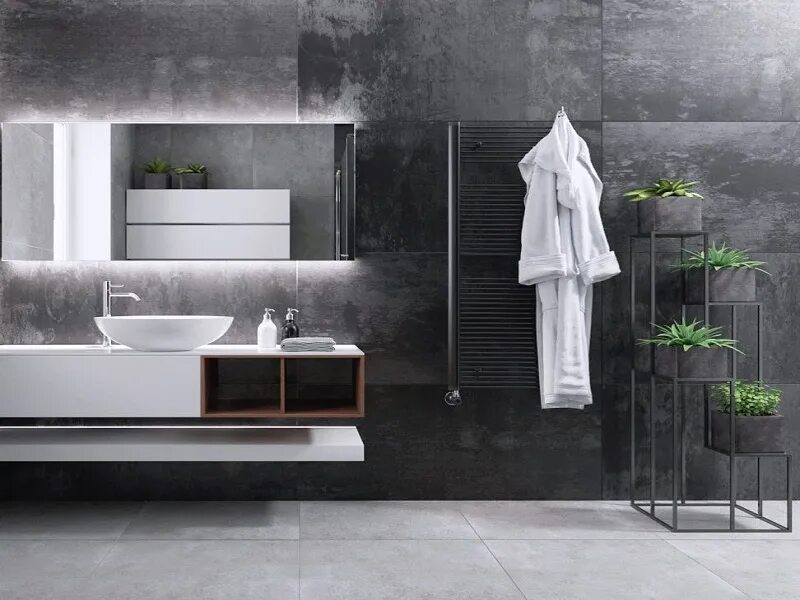 Плитка 120х60 в интерьере ванной фото Surface Италон Серфейс Respect-Ceramica