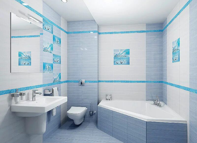 Плитка 20 20 в ванной фото Керамическая плитка настенная Ceramica Classic Этюд 20х40 голубой 2 сорт, 08-01-
