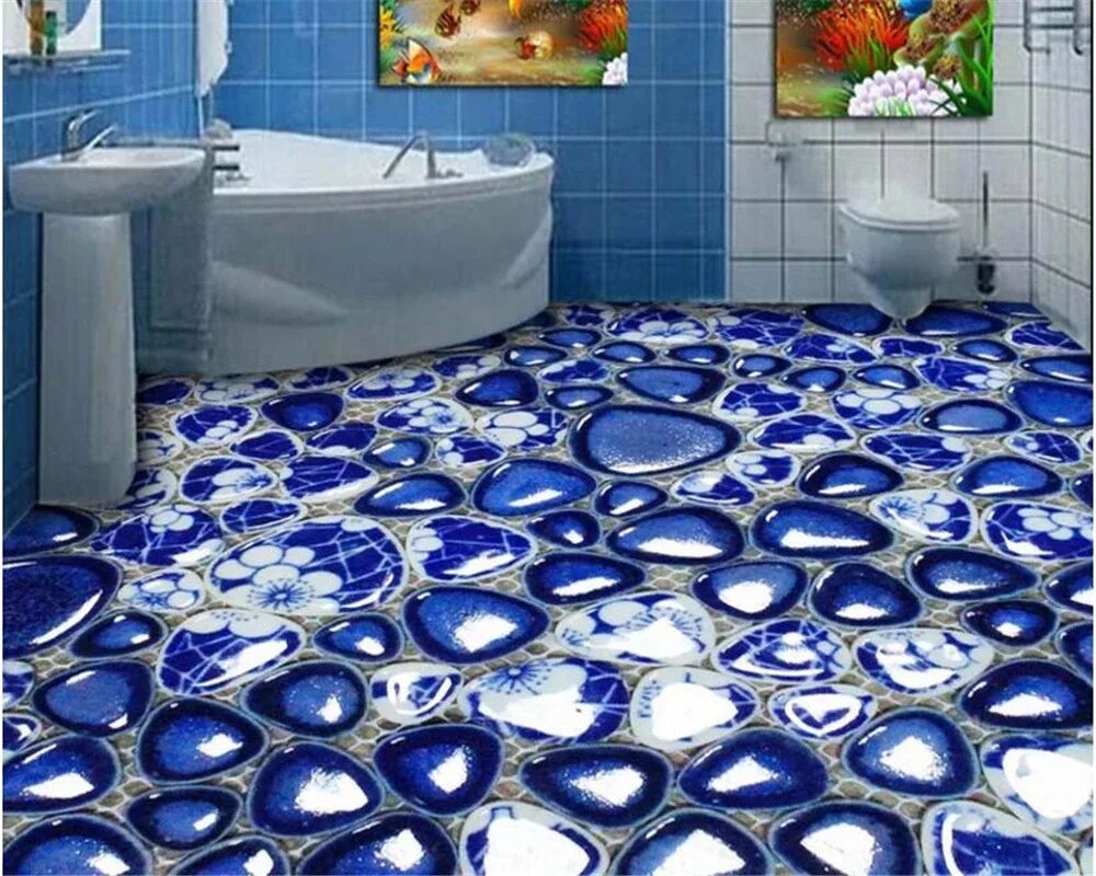 Плитка 3д фото цена Beibehang Papel De Parede Classic Fashion Wallpaper Pebble Bathroom Tiles Floor 