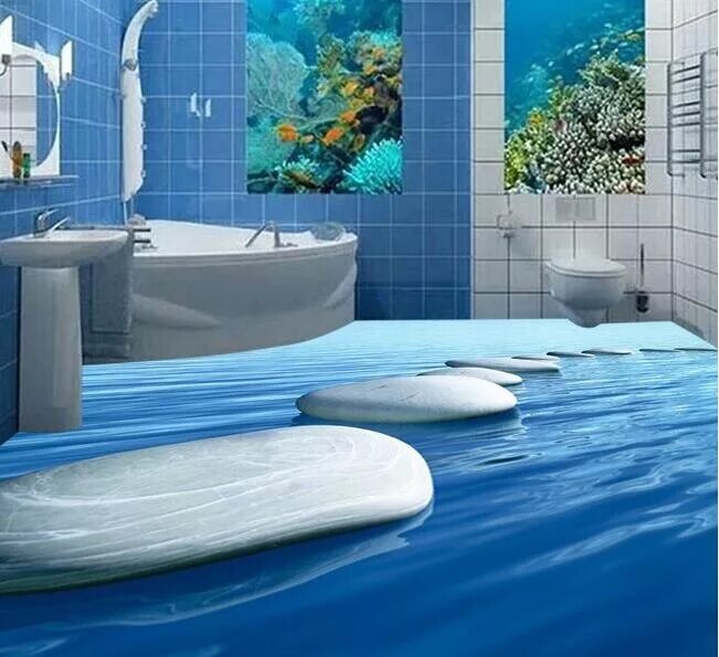 Плитка 3д фото цена Бесплатная доставка, 3D Наклейка на стену под заказ, галька, вода, камень, пол д