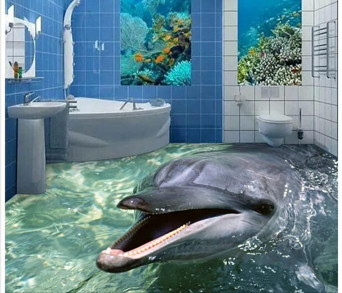 Плитка 3д фото цена Индивидуальные 3d фото обои 3d напольное покрытие; картина; обои 3 d дельфины на