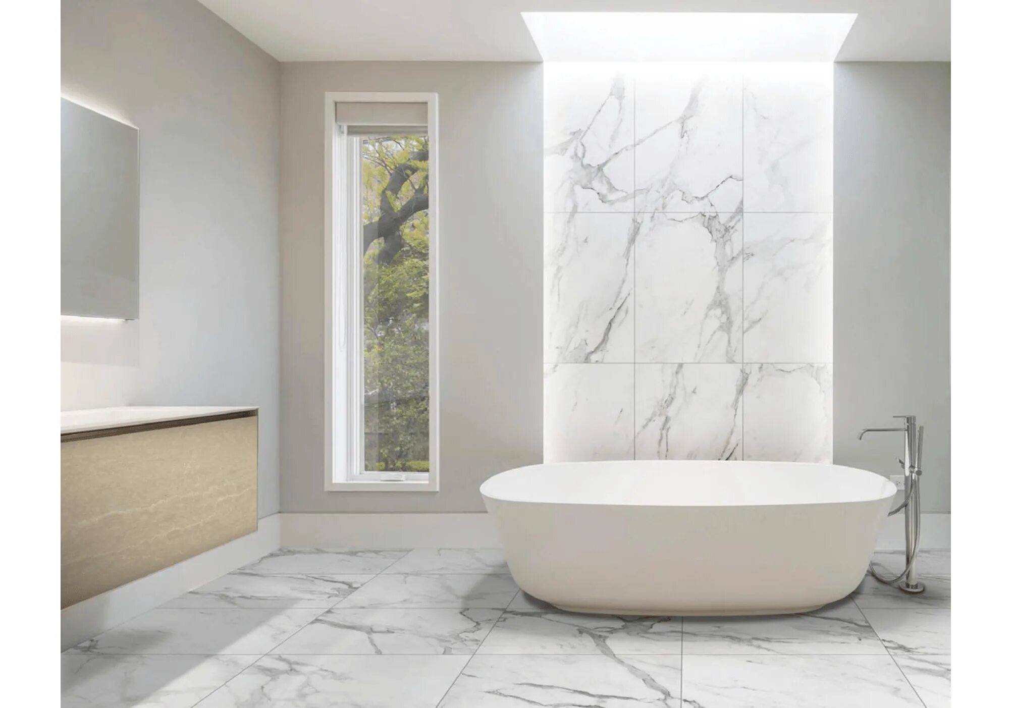 Плитка 60 120 в интерьере ванной Statuario Bellissimo 60x120 Casati Ceramica - Керамогранит Касати Керамика Стату