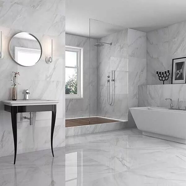 Плитка 60х60 в ванной фото Modern Grey Marble Bathroom Inspiration