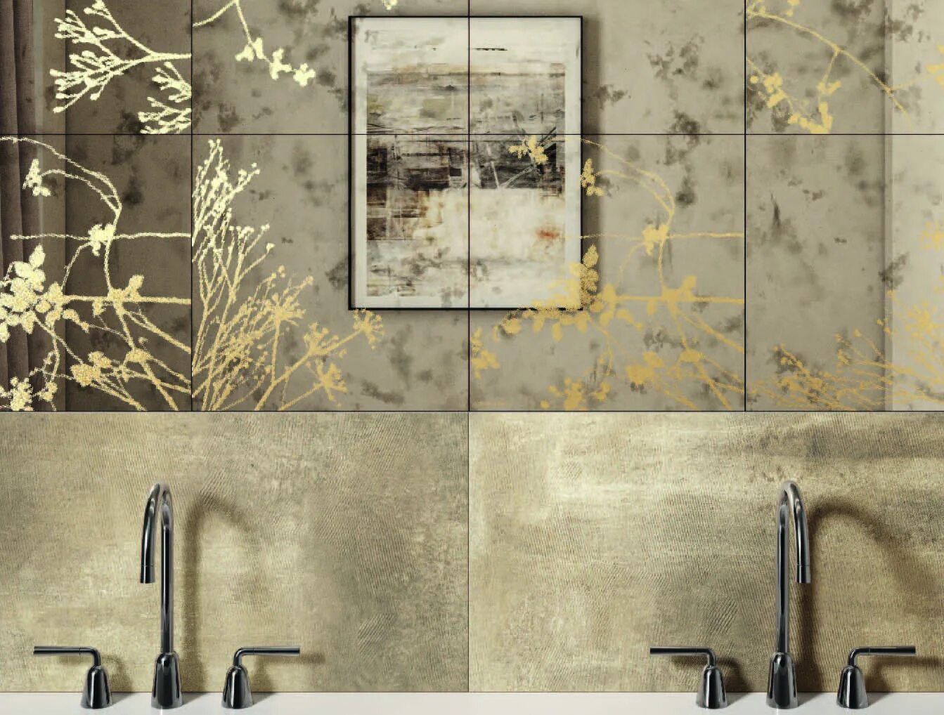 Плитка арте фото 2025RR02 Декор Arc Noir Mirror Matt.Rec. 40x40 плитка Villeroy&Boch, Германия - 