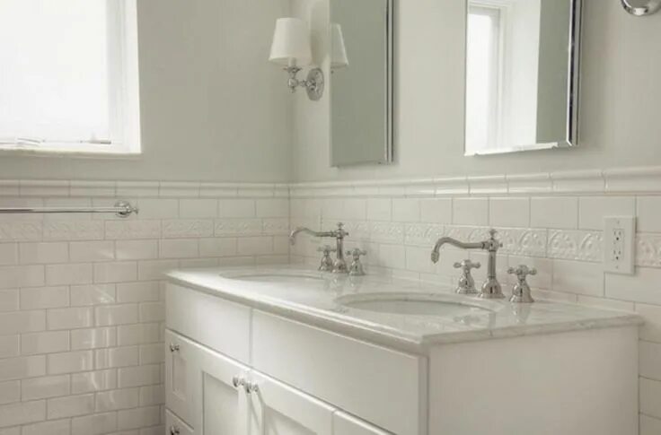 Плитка белый кабанчик в интерьере 30+ Stunning White Subway Tile Bathroom Design - Freshouz Home & Architecture De